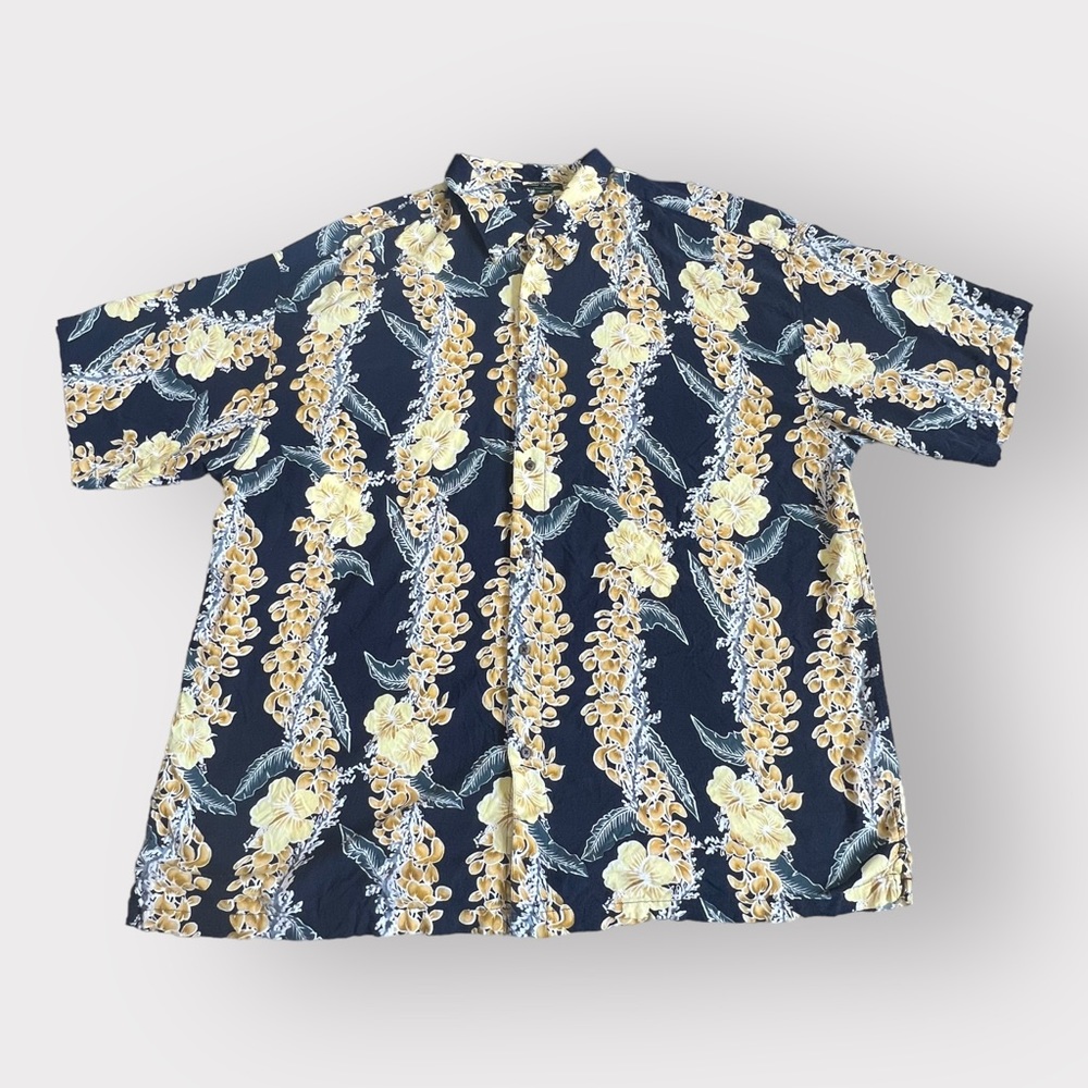 David Taylor Collection Hawaiian Button Shirt Floral Blue 100% Rayon Men 4XL